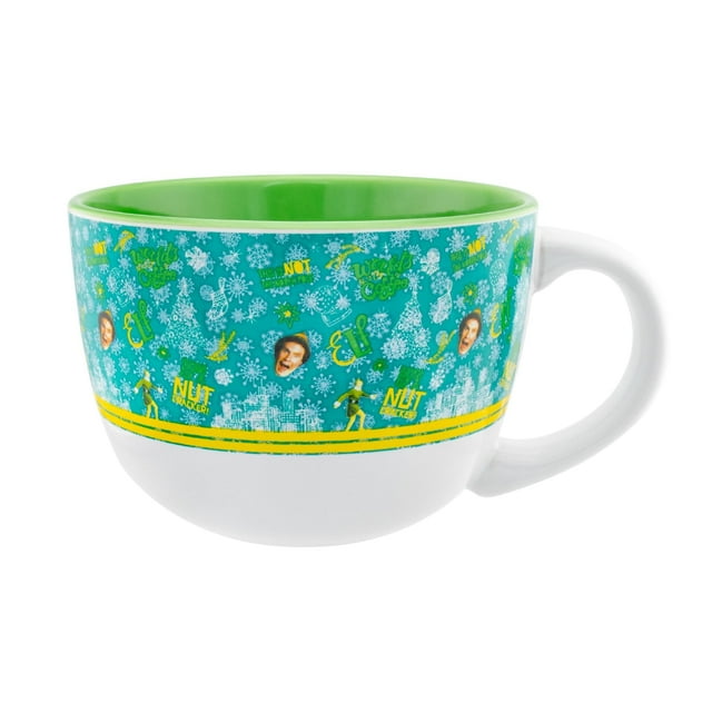 Taza de sopa de cerámica plateada con diseño de duendes de búfalo, 710 ml
