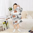 thumbnail image 6 of FORMRS Wearable Blanket Hoodie with Sleeves for Kids Cozy Flannel Sweatshirt, Orange Cartoon Houses, 6 of 7