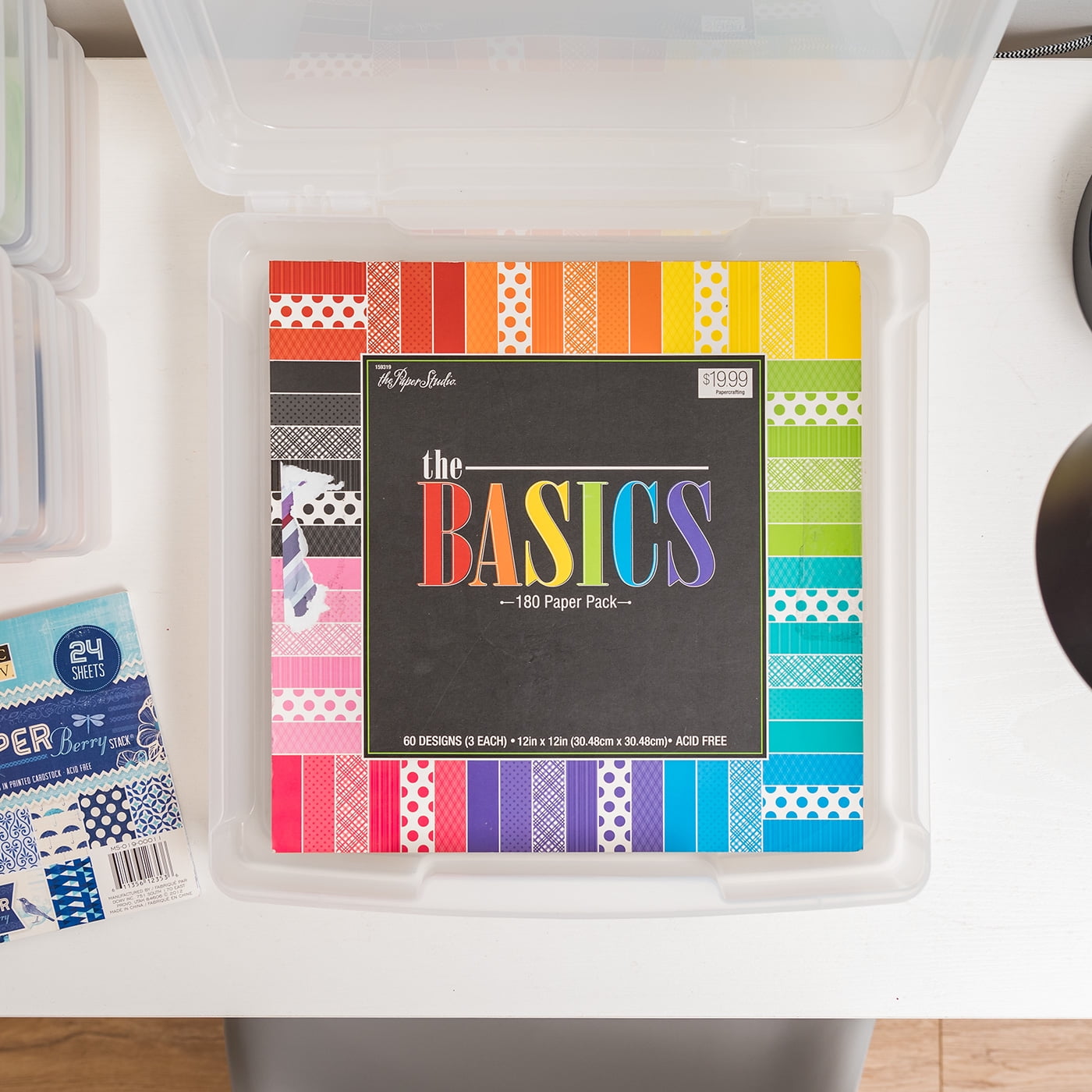 IRIS 5 Drawers Scrapbook Plastic Rolling Storage Cart with Organizer Top with Casters,Black