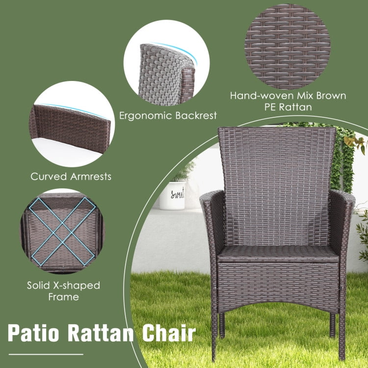 Aimee Lii 3 Pieces Patio Wicker Furniture Set with Acacia Wood Table Top, Outdoor Patio Set Aimee Lii 3 Pieces Patio Wicker Furniture Set with Acacia Wood Table Top, Outdoor Patio Set