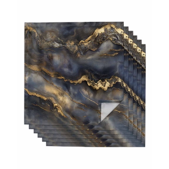 nqOlkjepod Modern Abstract Cloth Napkins Set of 6 Reusable Dinner Napkins, Luxury Black Golden Marble Texture Cocktail Napkin Washable Table Napkins for Wedding/Holiday Party/Baby Shower 20"x20"