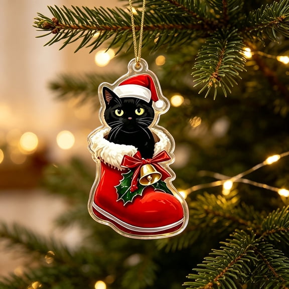 Dalxymotic Christmas Acrylic Hanging Decoration, Flat Cute Mini Ornament Pendant, Auto Mirror Dangler Keepsake, Festive Tree Hanger Gift for Car Interior, Tree, Home, Office