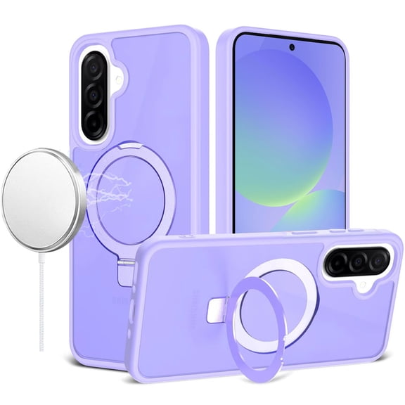For Samsung Galaxy A37 / A36 Magnetic Matching Ring Stand Full Rotation Matte Hybrid - Light Purple