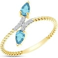 thumbnail image 3 of Gems Jewels 14K Yellow Gold Plated 1.40Ct Pear Cut aquamarine Wedding Engagement Rope Ring 925 Sterling Silver For Women's -7.5, 3 of 4