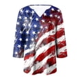 thumbnail image 4 of vigerkar 4th of July Outfits for Women American Flag Stars and Stripes Print V Neck 3/4 Sleeve T Shirts Ladies Patriotic Tops (Red, S), 4 of 6