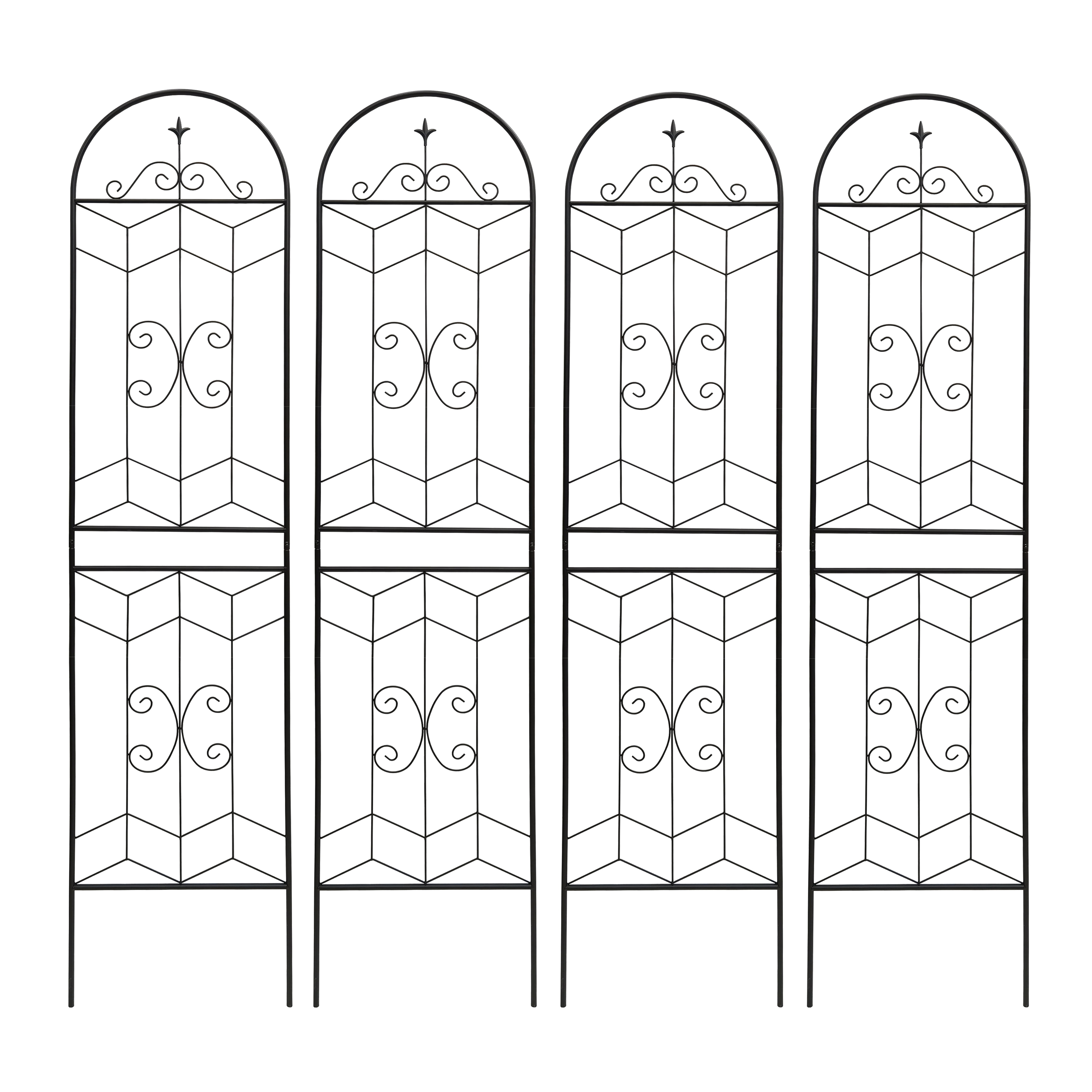 Yoneston 4 Pack 86.7"x19.7" Metal Garden Trellis, Metal Coating Anti-Rust and Sturdy, Rustproof Flower Support for Outdoor Decoration, Black