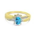 thumbnail image 6 of 10k Yellow Gold Oval Blue Topaz And Diamond Ring, 6 of 6