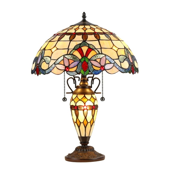 RADIANCE Goods Tiffany-Style 3 Light Victorian Double Lit Table Lamp 16" Shade