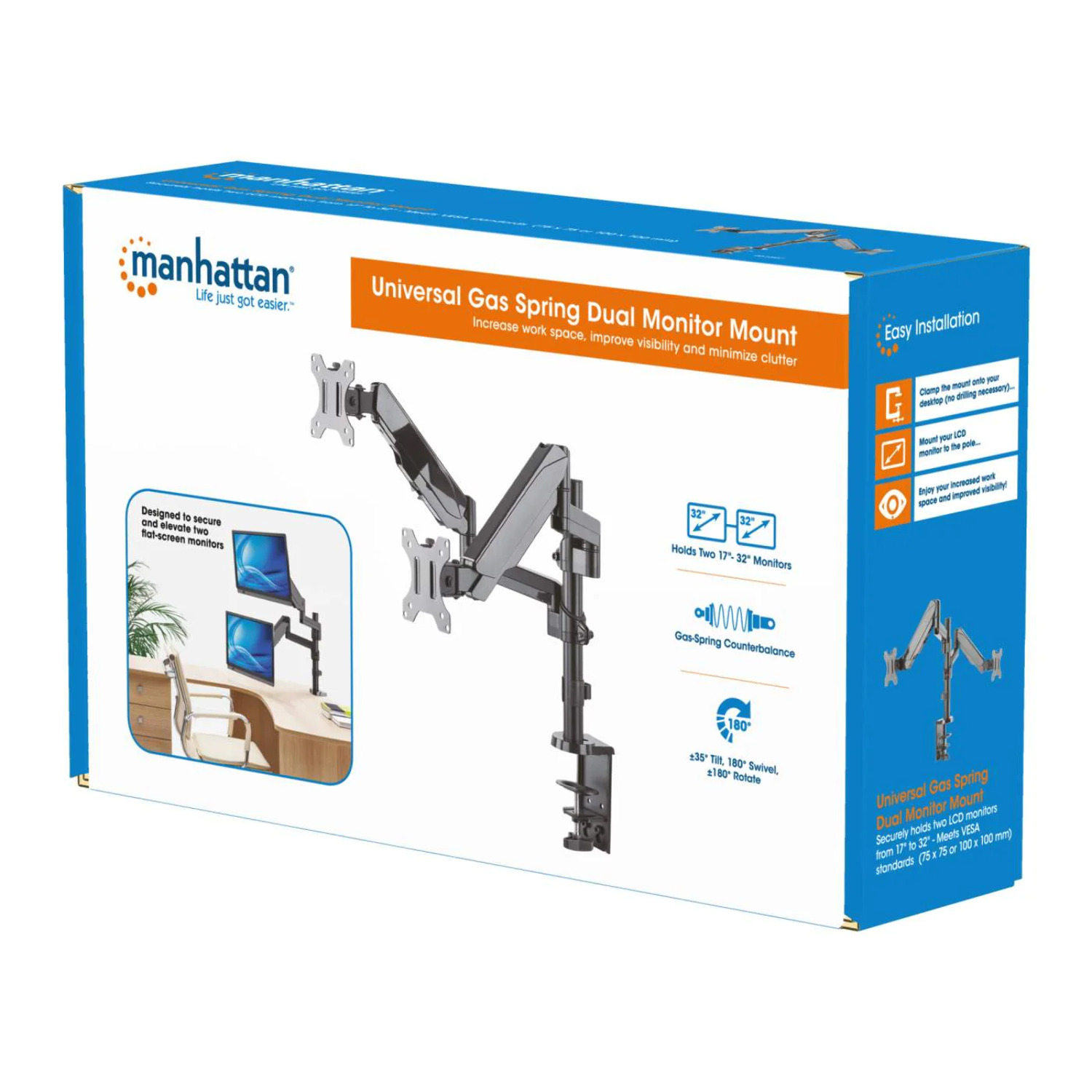 Universal Gas Spring Dual Monitor Mount