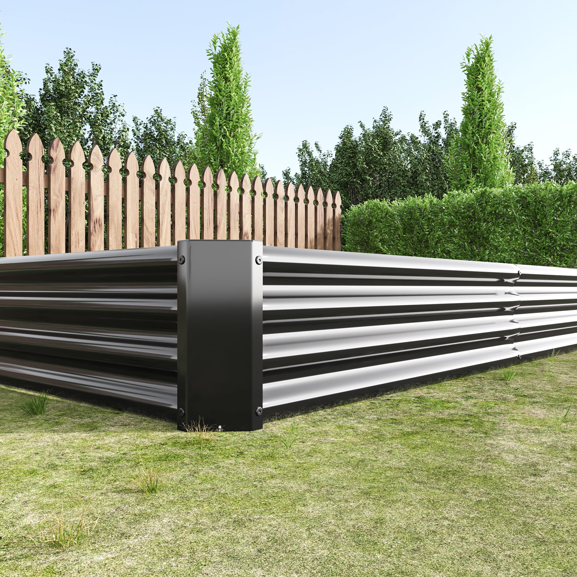 Set of 2 Black 8x4x1 Ft Metal Raised Garden Bed, Extra Large Rectangle Outdoor Planter Box for Vegetable Gardening, Heavy Duty Steel Raised Planter for Backyard Garden