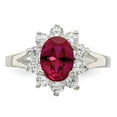 thumbnail image 5 of Sterling Silver Red Oval CZ Cluster Ring, 5 of 6