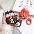 thumbnail image 4 of Funda para Airpods oso de fresa Diseño de gato de la suerte silicona negro, 4 of 5
