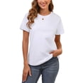 thumbnail image 1 of Remera BJY para mujer de algodón blanca, cuello redondo y manga corta, 1 of 6
