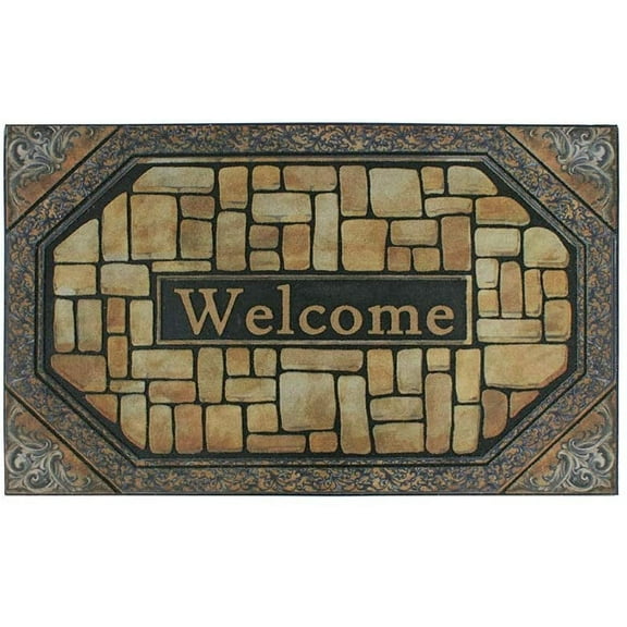 Outdoor Welcome Mats for Front Door Entrance Non Slip Rubber Door Mat Heavy Duty Doormat Shoes Scraper Indoor Low-Profile Mats for Entry Garage Patio High Traffic Areas