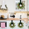 thumbnail image 5 of Goodw7 Christmas Ornaments Wreath, French Pine Artificial Wreath with Red Berries and Snowflake Decor, Elegant Bow Ribbon Small Wreath for Wall Hanging Display, 5 of 6