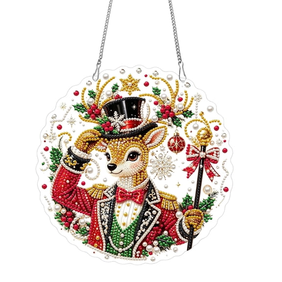 2026 New Christmas DIY Diamond Painting Wall Hanging Ornament, Fun Hand‑Craft Project for Holiday Leisure Time,Festive Round Hanging Decor for Xmas Home Wall Window,Hand‑Finished Seasonal Accessory