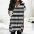 thumbnail image 2 of TQWQT Womens Tunic Tops with Pockets Long Shirts for Legging Plus Size T-Shirts V Neck Short Sleeve Oversized Striped Print Long Tops Summer Tops, 2 of 5