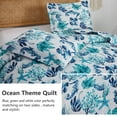 thumbnail image 7 of Jessy Home Coastal Quilt Queen Blue Ocean Beach Bedspread Set Microfiber Bedding Set, 7 of 7