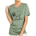 thumbnail image 2 of Xuanfei Women Dandelion Print Just Breathe Letter Print Crew Neck Long Sleeve Sweatshirt Top 2 of 14