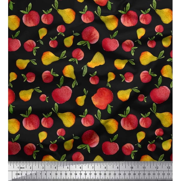 Soimoi Black Cotton Voile Fabric Mix Fruit Fabric Prints By Yard 42 Inch Wide