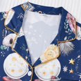 thumbnail image 5 of Weebloom Halloween Pajama Sets Women Print Short Sleeve Button Up Tops And Shorts Pajama Casual Digital Floral Comfort Fit Sleepwear Nightwear Pjs Loungewear Blue M, 5 of 5