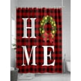 thumbnail image 5 of Christmas Home Extra Long Shower Curtain Set, Waterproof Shower Curtains for Bathroom, Winter Xmas Red Black Buffalo Plaid Washable Fabric Cloth Bath Curtain for Bathtub with Hooks 72x96 Inches, 5 of 6