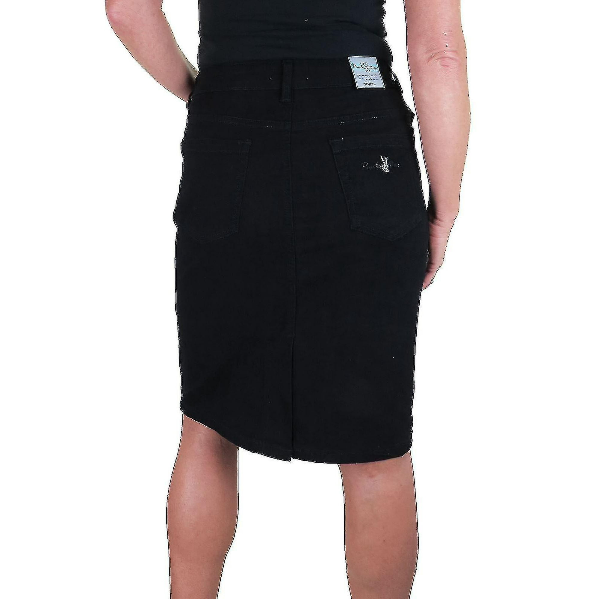 Black stretch pencil skirt knee-length hotsell