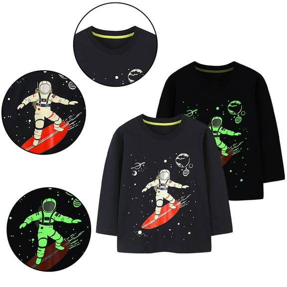 Godderr Kids Toddler Pullover T Shirt for Boys Cartoon Printing Tees Baby 100% Cotton Bottom Shirt Fall 2-7T