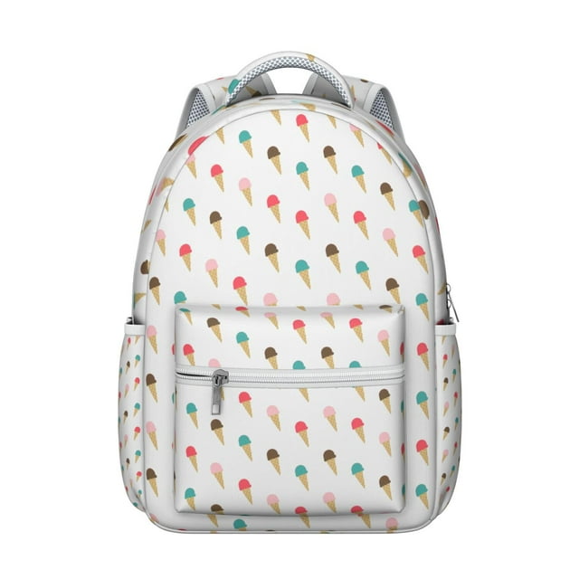 Sac à Dos pour Étudiants de Friandises Sucrées Dessert Glacé Kawaii Crème Glacée Dessinée à la Main Sac d'École au Style Rétro Rose, Confortable et Résistant à l'Usure