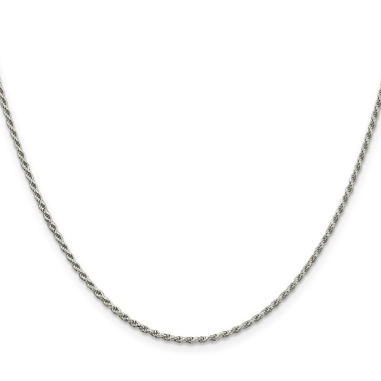 925 Sterling Silver Rope Chain Styles Necklace Rhodium-plated 1.7