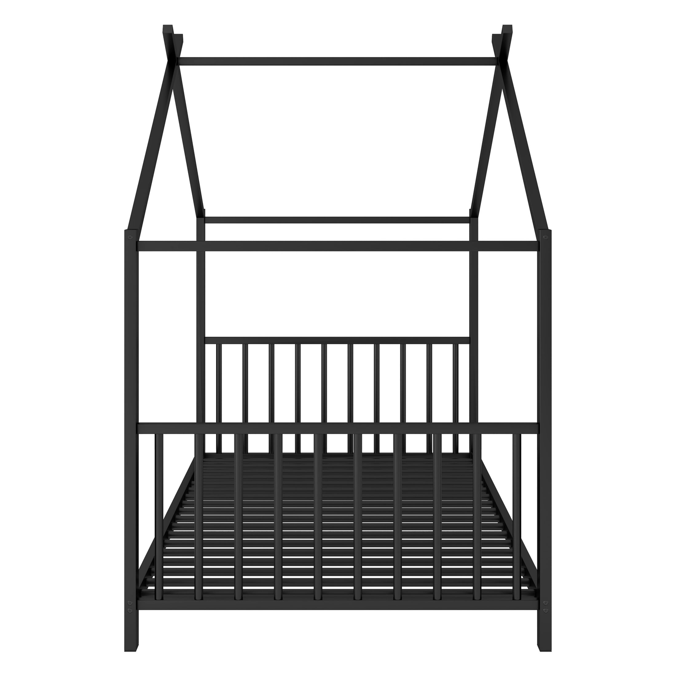 Noble House Ella Twin Metal House Bed, Modern Minimalist Playhouse Bed Frame with Wood Slats, for Kids, Black