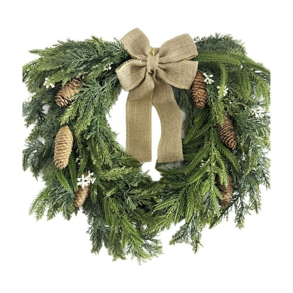 mimilili Artificial Pine Wreath with Pinecones and Decorative Bow for Indoor Outdoor Holiday Home Wall Door Decoration Seasonal Display Christmas Ornaments