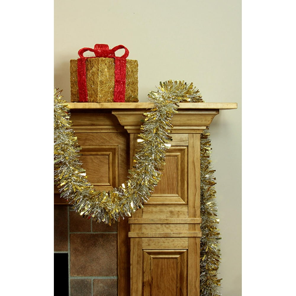 12' Soft and Sassy Gold and Silver Wide Cut Christmas Tinsel Garland