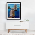 thumbnail image 3 of Bound for Sea - Painting Sailboat Nautical Seascape Ocean Boat Coast Harbor Black Framed Wall Art Print 12 x 16 inches, 3 of 4