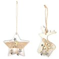thumbnail image 1 of 2 piezas de adornos colgantes de madera de Navidad, para decoraciones de árboles de Navidad, decoración de fiestas, adornos de Navidad (estrella de cinco puntas + alce), 1 of 5
