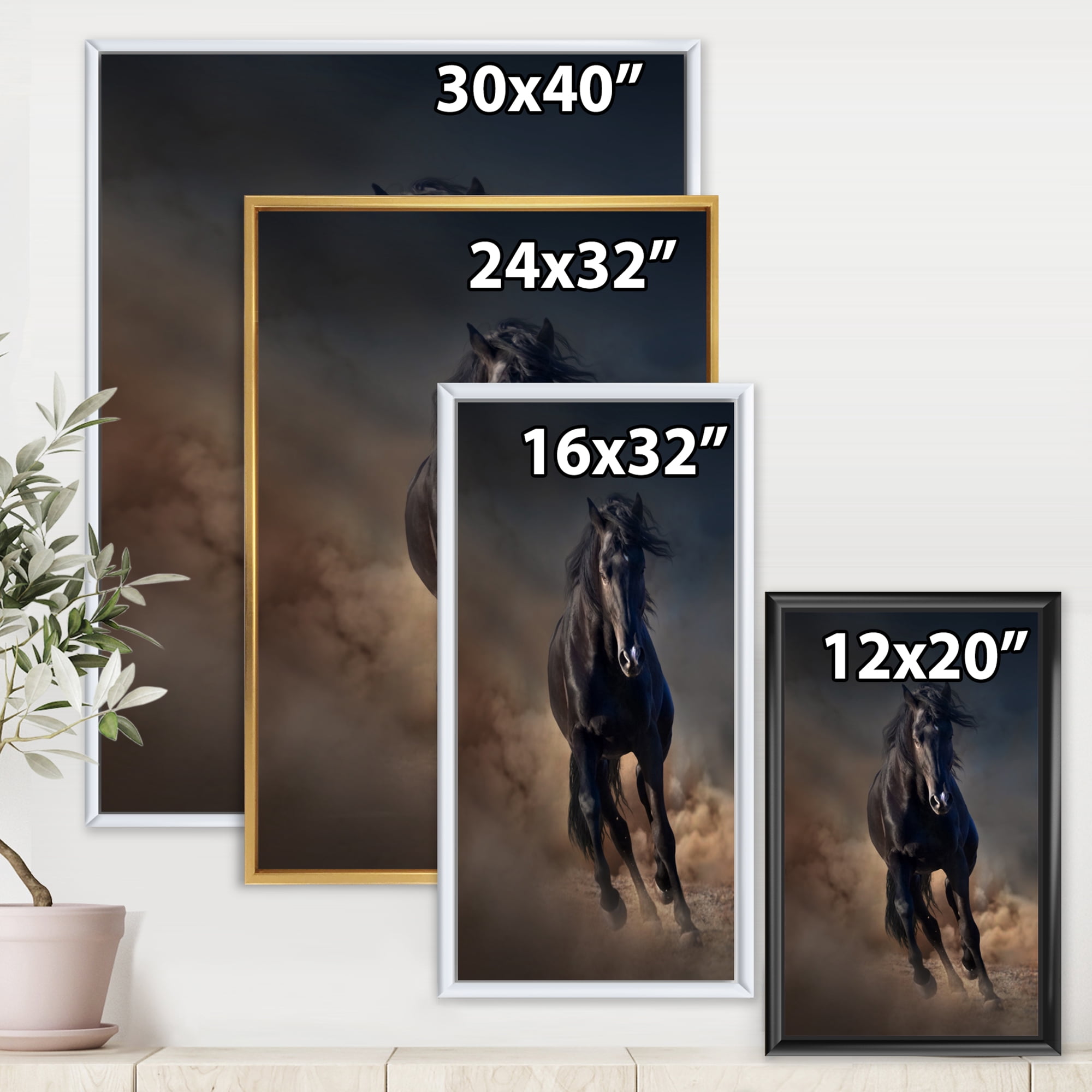 Designart 'Close Up Of Thoroughbred Nonius Stallion Horse I' Farmhouse Framed Canvas Wall Art Print