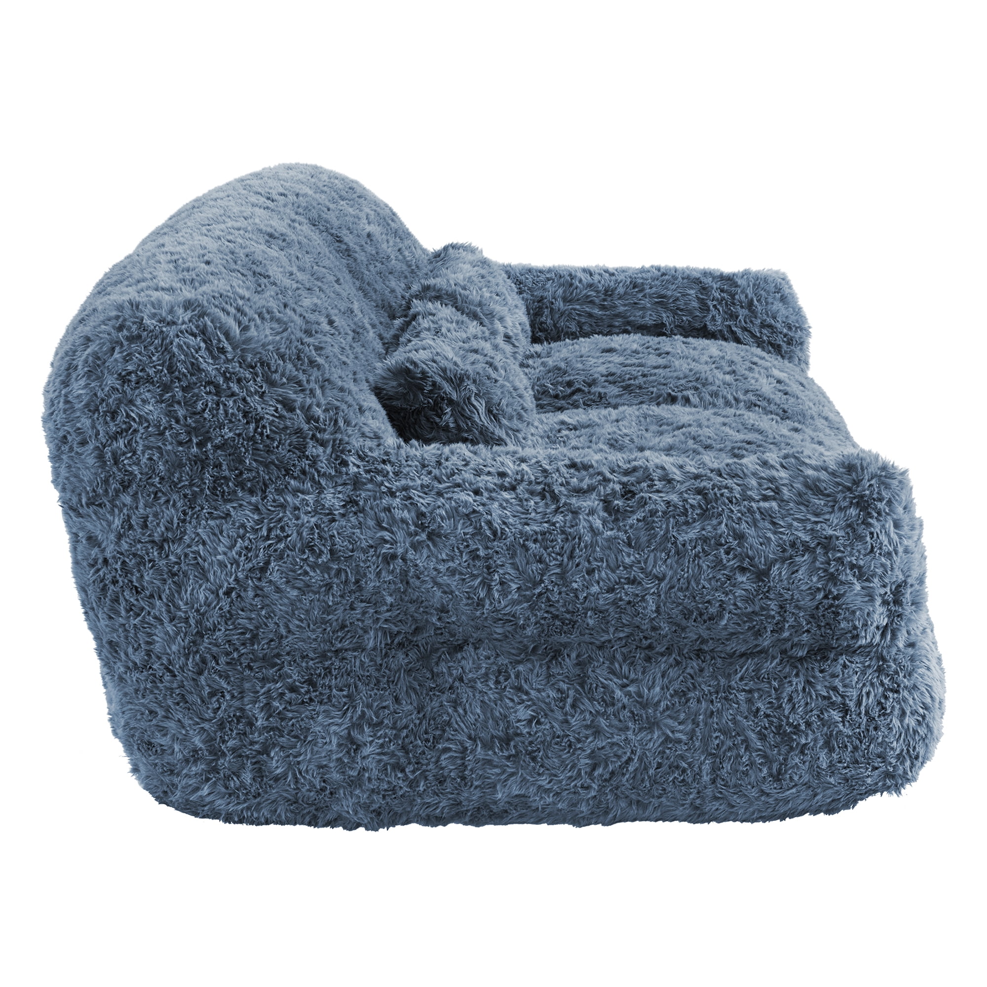 Spruce & Spring Ultra-Plush Fleece Lazy Sofa with Pillow & Blanket, Cozy Bean Bag Loveseat for Living Room & Bedroom, Ink