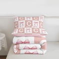 thumbnail image 5 of Erosebridal Modern Geometric Plaid Full Size Comforter Sets,Letter C Monogrammed Bedding Sets For Kids,Reversible pink,3pcs, 5 of 7
