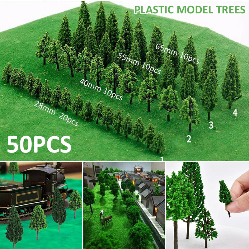 50pcs Model Pine Trees Model Train Trees for HO Or OO Scale Scene Layout 55mm 