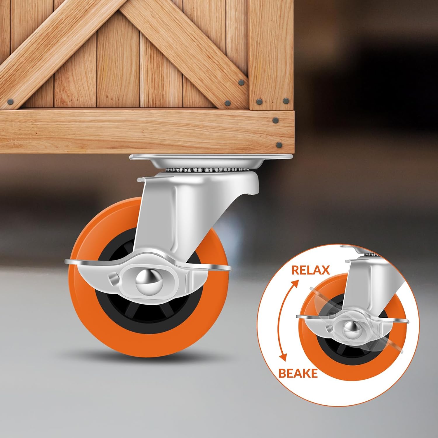 FRKSMD-2" Caster Wheels, Casters Set of 8, Heavy Duty Caster with Brake, Locking Castors with Polyurethane WheelSmall Plate Swivel Castor Wheels for Furniture Carts and Workbench,Pack of 8