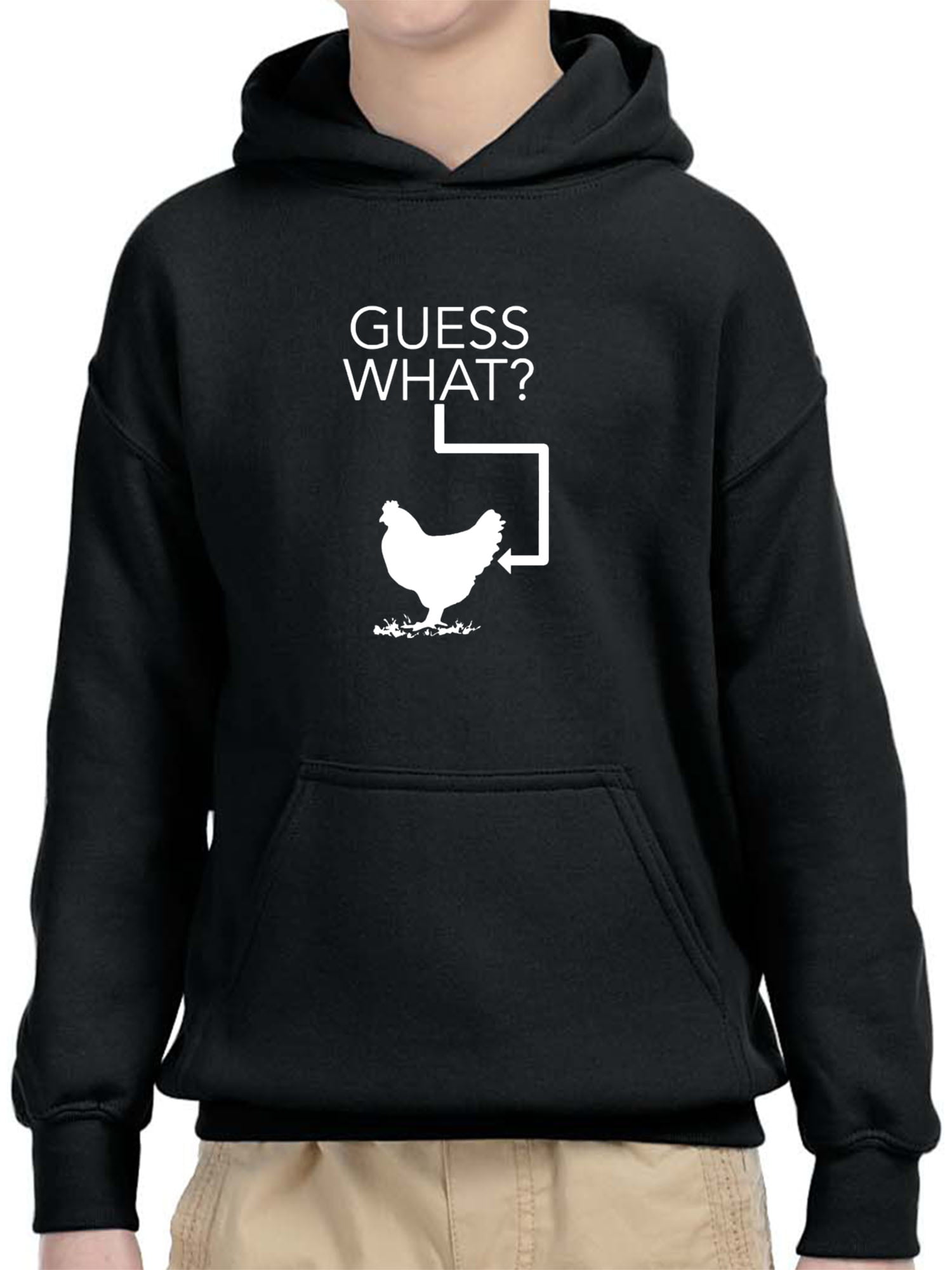 rysten Sway akademisk True Way 686 - Youth Hoodie Guess What? Chicken Butt Funny Humor Joke  Unisex Pullover Sweatshirt XL Black - Walmart.com
