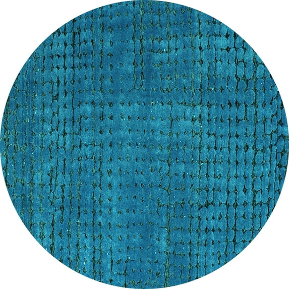 Ahgly Company Indoor Round Abstract Turquoise Blue Modern Area Rugs, 3' Round
