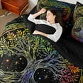 thumbnail image 4 of Manfei Hippie Life Tree Bedding Comforter Set 7-Piece for Kids, Vintage Bohemian Botanical King Bedding Sets, Galaxy Stars Print Reversible Bed Sheets, Breathable Home Decor, 4 of 7
