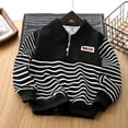 thumbnail image 6 of Iyufng Half Zip Striped Sweatshirts for Boys Ribbed Cuff Relaxed Fit Daily School Long Sleeve Kids Collared Pullover, 6 of 8