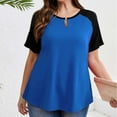 thumbnail image 4 of Plus Size Tops for Women Short Sleeve Raglan Tunic Casual Colorblock Shirts Oversized Crewneck eyhole Blouse, 4 of 7