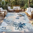 thumbnail image 2 of Blue Coastal Outdoor Rug for Patio/Deck/Porch, Non-Slip Large Area Rug 3 x 5 Ft, Sea Turtle Octopus Coral Beach Nautical Indoor Outdoor Rugs Washable Area Rugs, Reversible Camping Rug Carpet Runner, 2 of 8