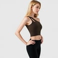 thumbnail image 6 of Women's One Shoulder Cutout Athletic Crop Top - Medium, Coffee, 6 of 7