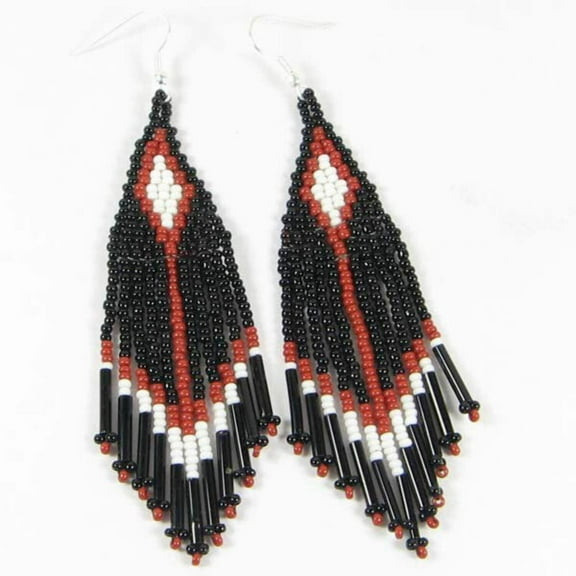 Handmade Beaded Black Seed Bead Earrings