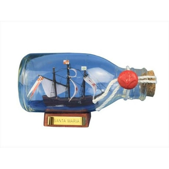 Handcrafted Model Ships SMBottle5 Santa Maria Ship in a Glass Bottle 5 in. Decorative Accent