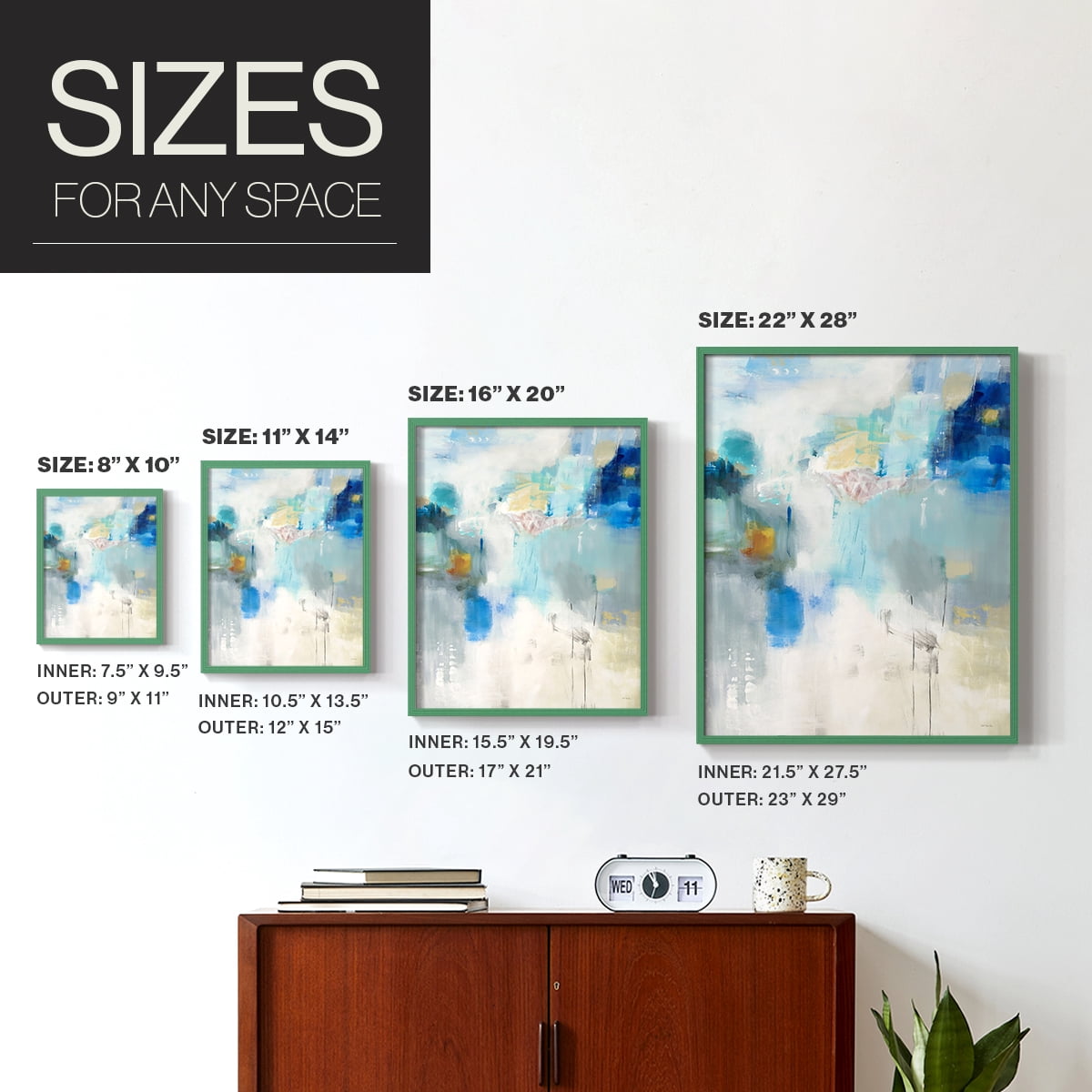 Celeste Motion I Framed Print in Green Solid Wood Framed Print No Nail Hanging